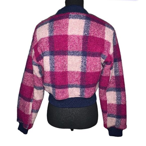 House of Harlow Plaid Wool Blend Bomber Jacket - Picture 4 of 6